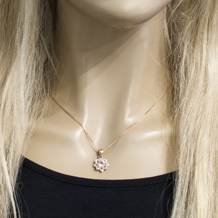Diamantový náhrdelník s prírodným morganitom Sky flower LNL442.WS
