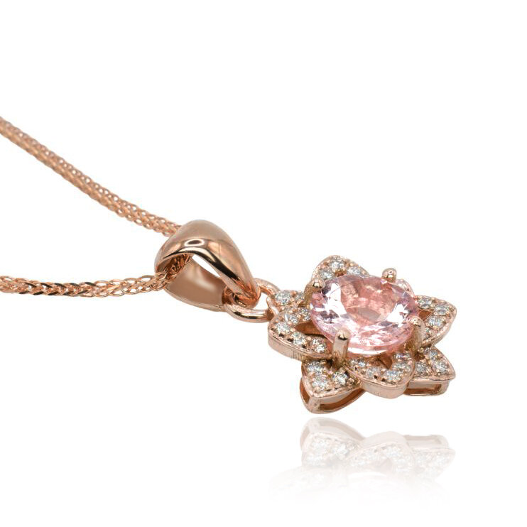 Diamantový náhrdelník s prírodným morganitom Sky flower LNL442.WS