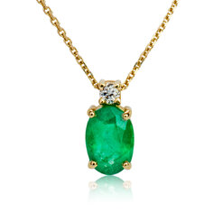 Diamantový náhrdelník s prírodným smaragdom LNL465.SP