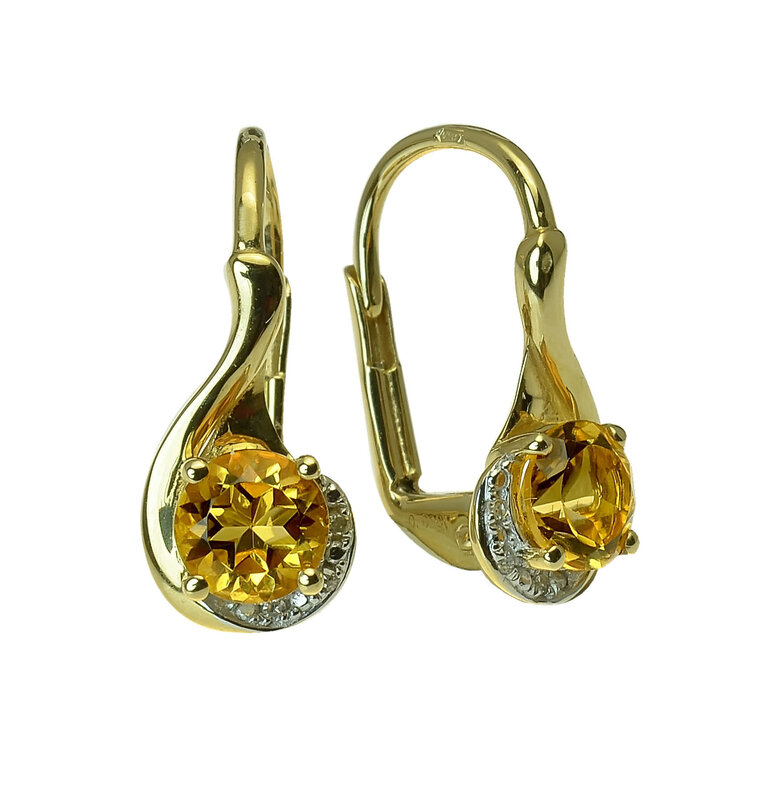 GOLDIE Zlaté náušnice s citrínom a diamantmi Stella LEA764.AVB