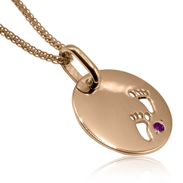GOLDIE Zlatý náhrdelník s rubínom Baby steps pink LNL383.OD
