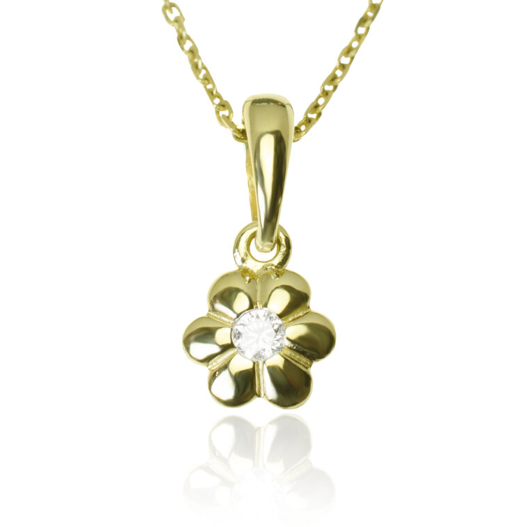 GOLDIE Zlatý prívesok Clem kvetinka s diamantom LPE563.ZOB