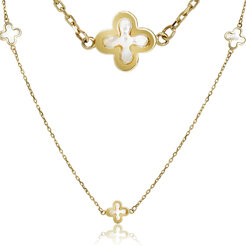 Zlatý náhrdelník kvetinky s perleťou LNL432.TR
