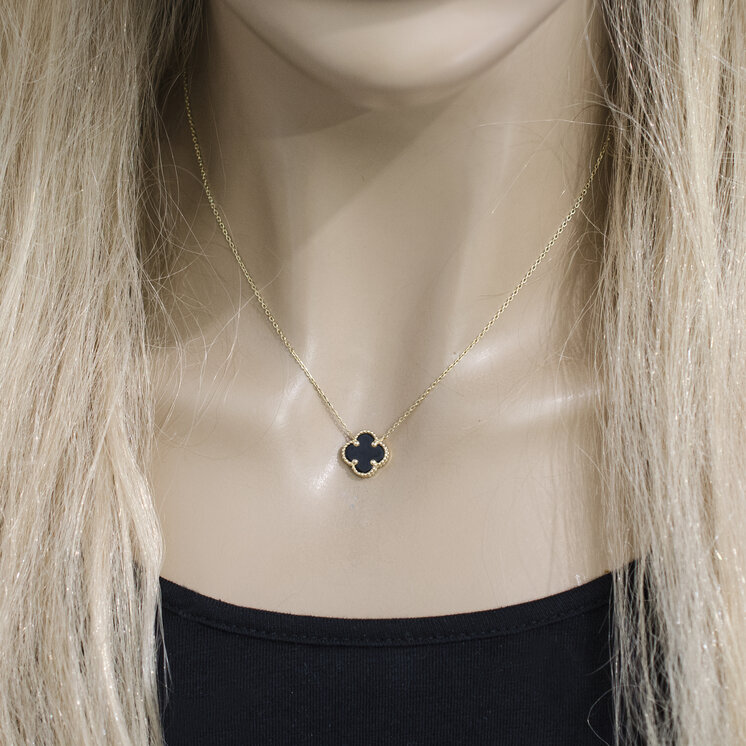 Zlatý náhrdelník s ónyxom LNL413.SP