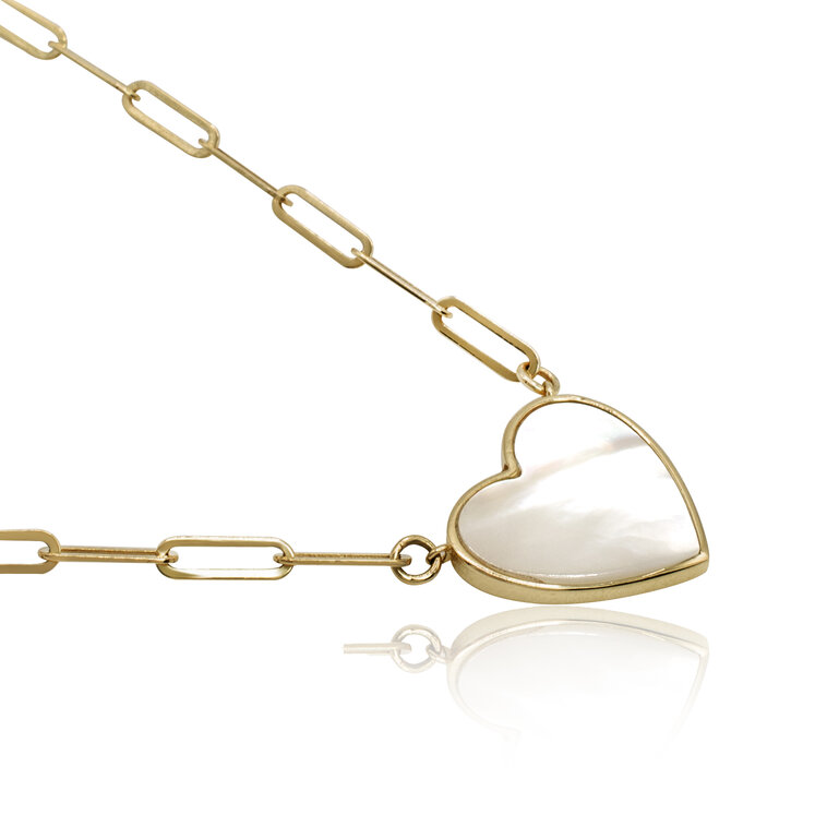 Zlatý náhrdelník s perleťovým srdiečkom LNL449.SP