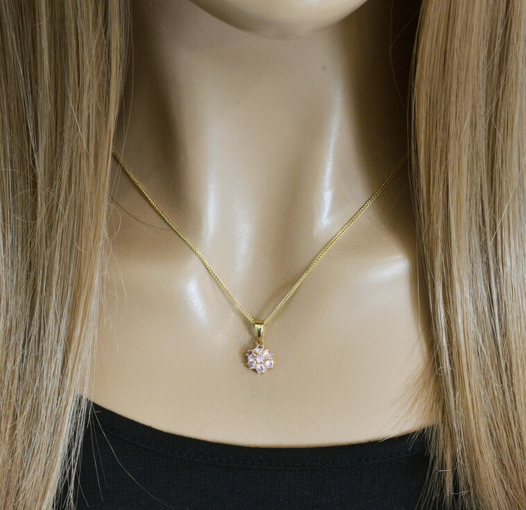 Zlatý náhrdelník s prírodnými morganitmi LNL481.BT
