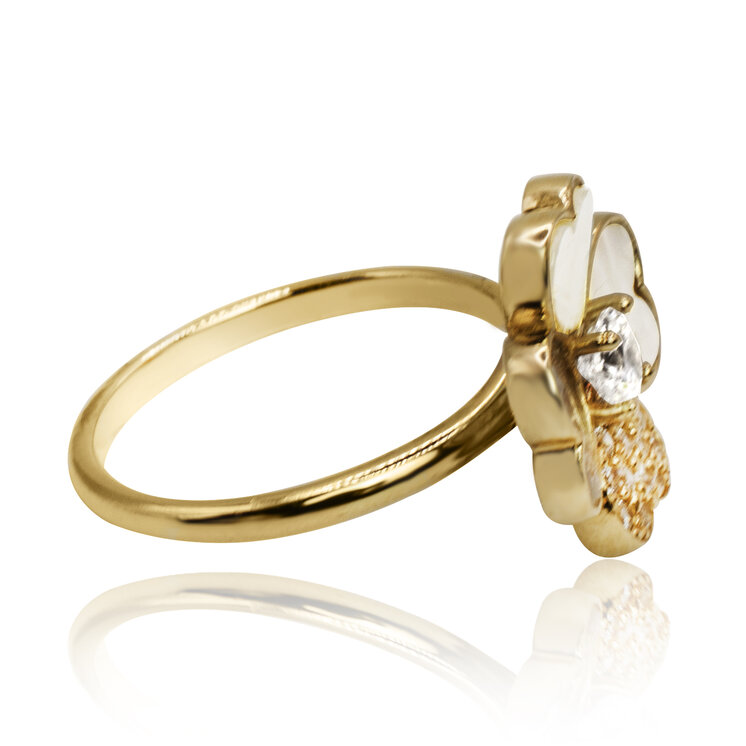 Zlatý prsteň s perleťovým kvietkom LRG797.SP